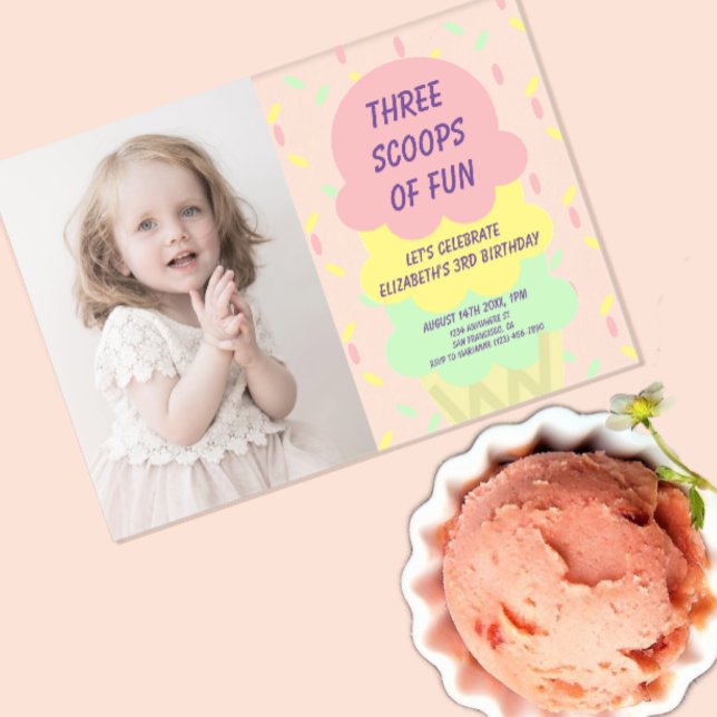 Invitaciones Acrílicas Cumpleaños 3 de Helado (Subido por el creador)