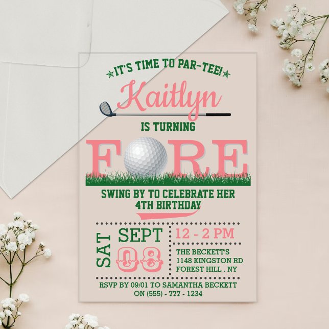 Invitaciones Acrílicas Cumpleaños 4 de Golf PAR-TEE (Subido por el creador)