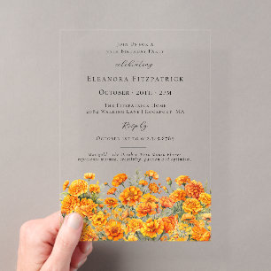 Invitaciones Acrílicas Cumpleaños 55 Margarita Flor del Mes de Nacimiento
