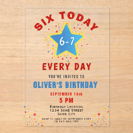 Invitaciones Acrílicas Cumpleaños 6 Hoy 6 7 Todos los Días Meme Estrella