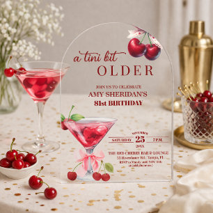Invitaciones Acrílicas Cumpleaños 81 Chic A Tini Bit Older Cherry Martini