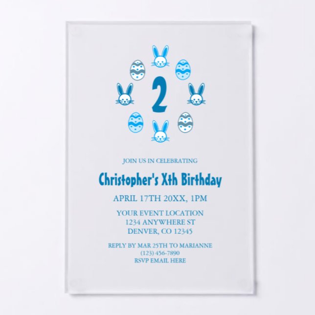 Invitaciones Acrílicas Cumpleaños azul de Pascua 2 (Subido por el creador)