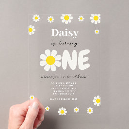 Invitaciones Acrílicas Cumpleaños bohemio moderno de flores lindas Daisy