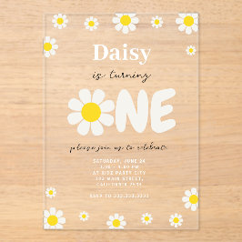 Invitaciones Acrílicas Cumpleaños bohemio moderno de flores lindas Daisy