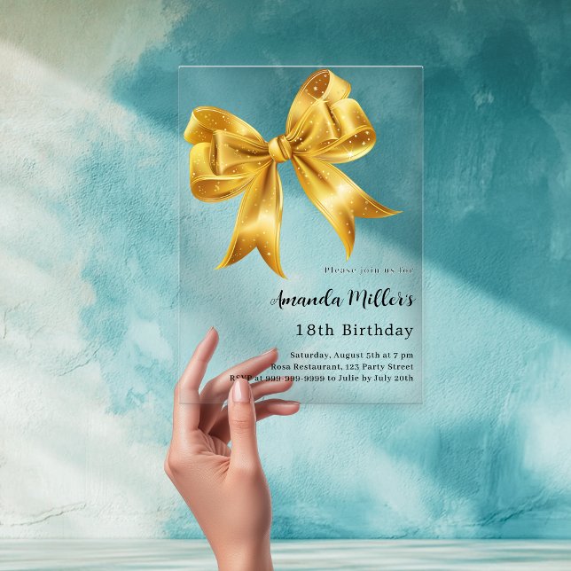 Invitaciones Acrílicas Cumpleaños claro arco dorado (Subido por el creador)