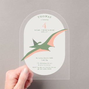 Invitaciones Acrílicas Cumpleaños de Animales de Fiesta Prehistóricos Boh