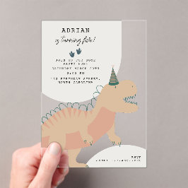 Invitaciones Acrílicas Cumpleaños de Animales de Fiesta Prehistóricos Boh