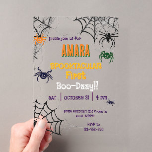 Invitaciones Acrílicas Cumpleaños de arañas de Halloween Halloween