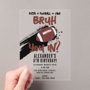 Invitaciones Acrílicas Cumpleaños de Bruh Boy Juego de Fútbol Deportivo A