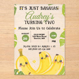 Invitaciones Acrílicas Cumpleaños de cualquier edad, solo plátanos, amari
