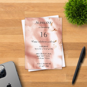 Invitaciones Acrílicas Cumpleaños de cuero vacuno falso rosa Western Blus