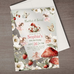 Invitaciones Acrílicas cumpleaños de hada caprichoso jardín revoloteo y g