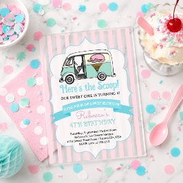 Invitaciones Acrílicas Cumpleaños de helado con rayas rosadas Here's the