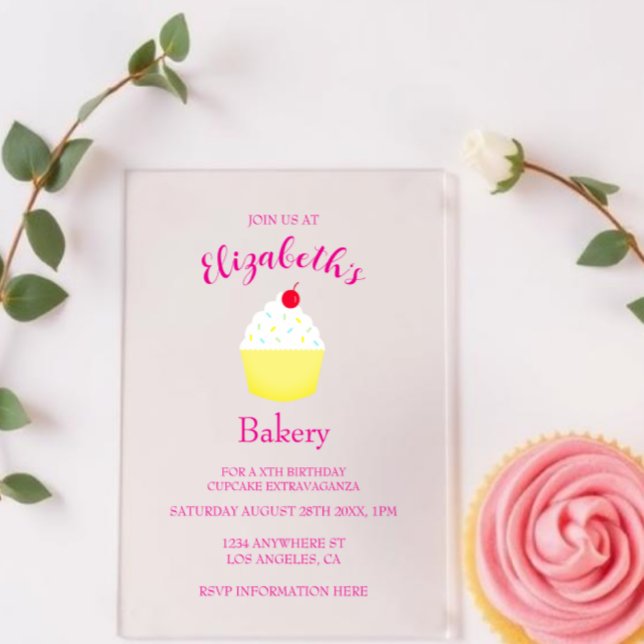 Invitaciones Acrílicas Cumpleaños de Hornear Cupcake (Subido por el creador)
