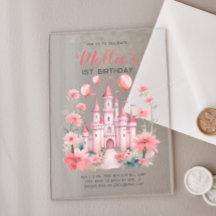 Cumpleaños de la princesa rosa castillo niña de 1