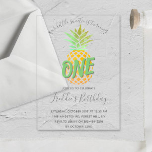 Invitaciones Acrílicas Cumpleaños de Little Pineapple