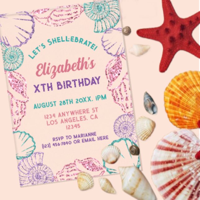 Invitaciones Acrílicas Cumpleaños de los Chicas de las conchas marinas (Subido por el creador)