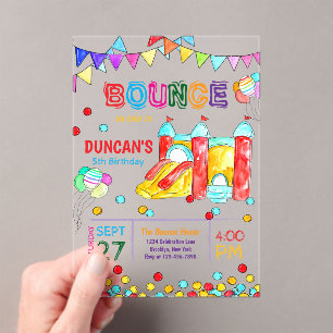 Invitaciones Acrílicas Cumpleaños de niños en Trampoline Park Bounce