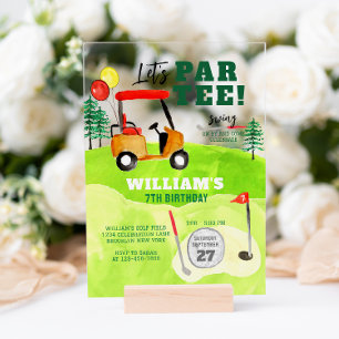 Invitaciones Acrílicas Cumpleaños de niños swing de golf Par-tee