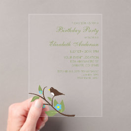Invitaciones Acrílicas Cumpleaños de pájaro