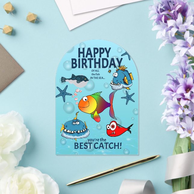 Invitaciones Acrílicas Cumpleaños de pez divertido (Insitu (Boda))