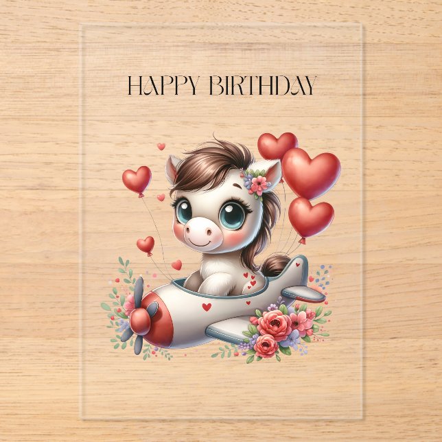 Invitaciones Acrílicas Cumpleaños de Pony Pilot (Anverso)