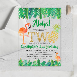 Invitaciones Acrílicas Cumpleaños de Verano Tropical Luau para Niños de 2
