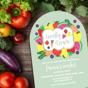 Invitaciones Acrílicas Cumpleaños del mercado de agricultores de crecimie