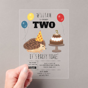 Invitaciones Acrílicas Cumpleaños Divertido Bosque Selva Hongo Erizo