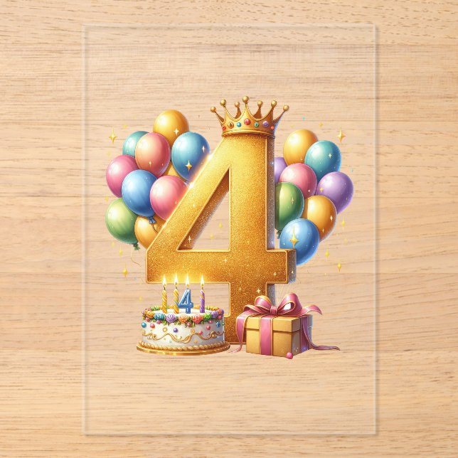 Invitaciones Acrílicas Cumpleaños dorado 4 (Anverso)