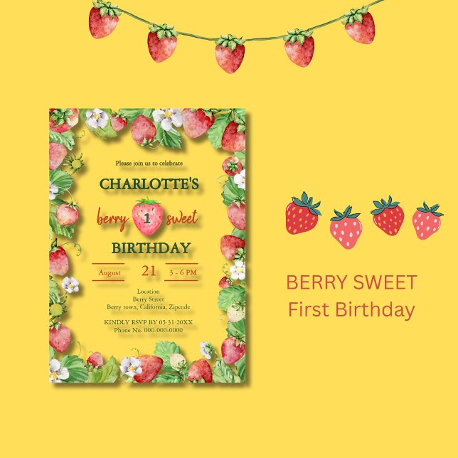 Invitaciones Acrílicas cumpleaños dulce de berry pastel (Subido por el creador)