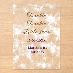 Invitaciones Acrílicas Cumpleaños estrella titilante titilante brillo mar