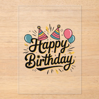 Invitaciones Acrílicas Cumpleaños Feliz Festivo