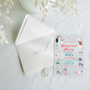 Invitaciones Acrílicas Cumpleaños Fiesta de Belleza Noche de Chicas Cumpl