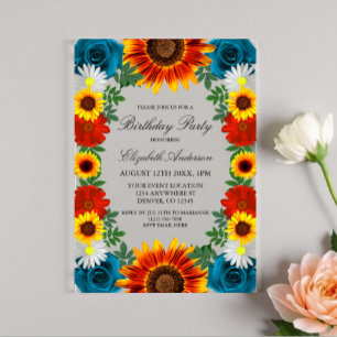 Invitaciones Acrílicas Cumpleaños Floral de Verano en el Jardín Trasero