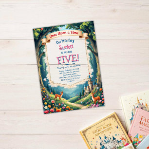 Invitaciones Acrílicas Cumpleaños infantil Castillo Bosque Encantado Cuen