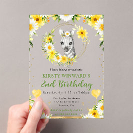Invitaciones Acrílicas Cumpleaños infantil de cebra de jungla linda acuar