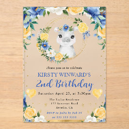 Invitaciones Acrílicas Cumpleaños infantil de hipopótamo de jungla lindo 