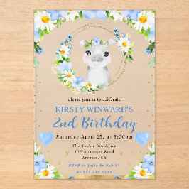 Invitaciones Acrílicas Cumpleaños infantil de hipopótamo de jungla lindo 
