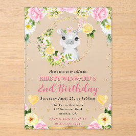 Invitaciones Acrílicas Cumpleaños infantil de hipopótamo de la jungla lin