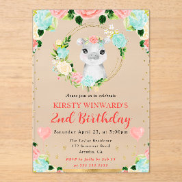 Invitaciones Acrílicas Cumpleaños infantil de hipopótamo de la jungla lin