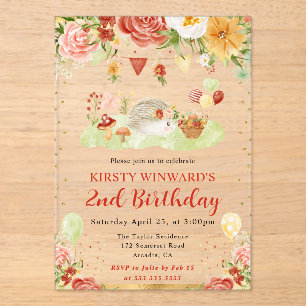 Invitaciones Acrílicas Cumpleaños infantil erizo del bosque acuarela