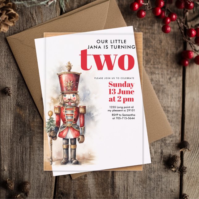 Invitaciones Acrílicas Cumpleaños Mágico de Red Nutcracker | Festividad (Subido por el creador)