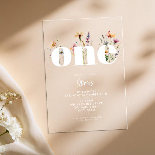 Invitaciones Acrílicas Cumpleaños moderno boho con flores silvestres