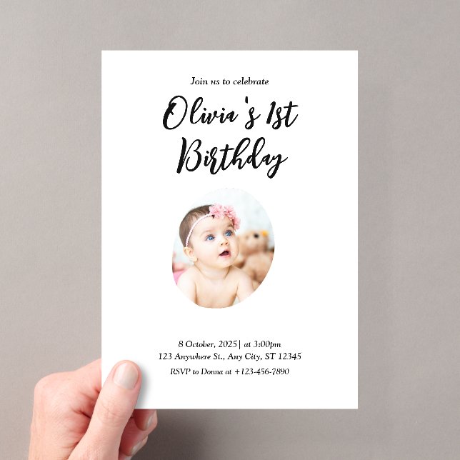 Invitaciones Acrílicas Cumpleaños número 1 (Insitu (portátil))