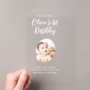 Invitaciones Acrílicas Cumpleaños número 1
