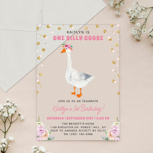 Invitaciones Acrílicas Cumpleaños número 1 de One Silly Goose Girls
