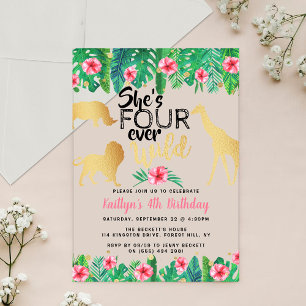 Invitaciones Acrílicas Cumpleaños número 4 de las Chicas Four Ever Wild