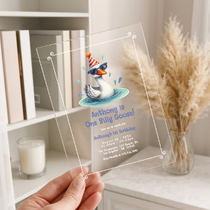 Invitaciones Acrílicas Cumpleaños número uno de Un Ganso Tonto