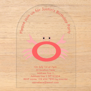Invitaciones Acrílicas Cumpleaños personalizado con signo del cáncer cang